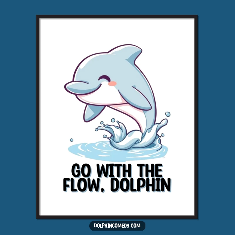 Free Printable Wall Art: Happy Dolphin Leaping - Funny Ocean Downloadable Decor