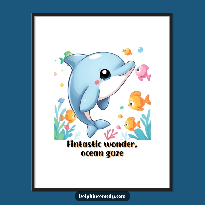 Free Printable Wall Art: Wide-Eyed Dolphin's Wonder for Hilariously Captivating Decor