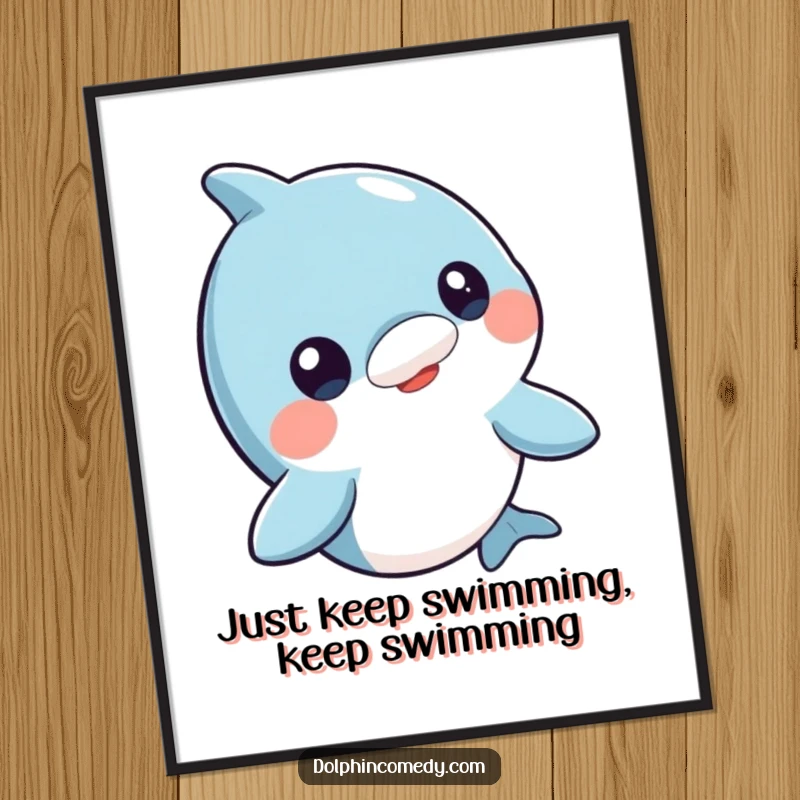 Funny Free Printable Wall Art depicts a curious dolphin bobbing its head with an inquisitive expression.