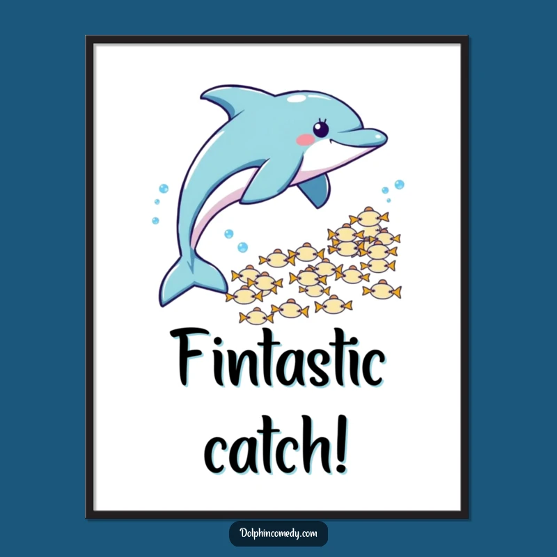 Funny Free Printable Wall Art: Dolphin Fish Chase Downloadable Decor