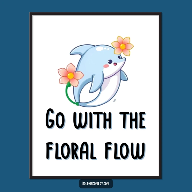 Free Printable Wall Art: Graceful Dolphin Flower Serenity, Calm Downloadable Decor