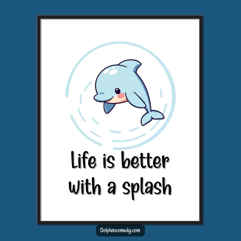 Free Printable Wall Art: Playful Dolphin Ripples, Funny Downloadable Ocean Decor
