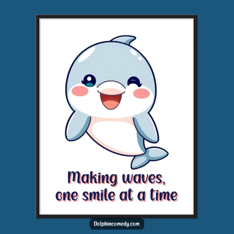 Free Printable Wall Art: Friendly Dolphin Smile, Funny Downloadable Nautical Decor