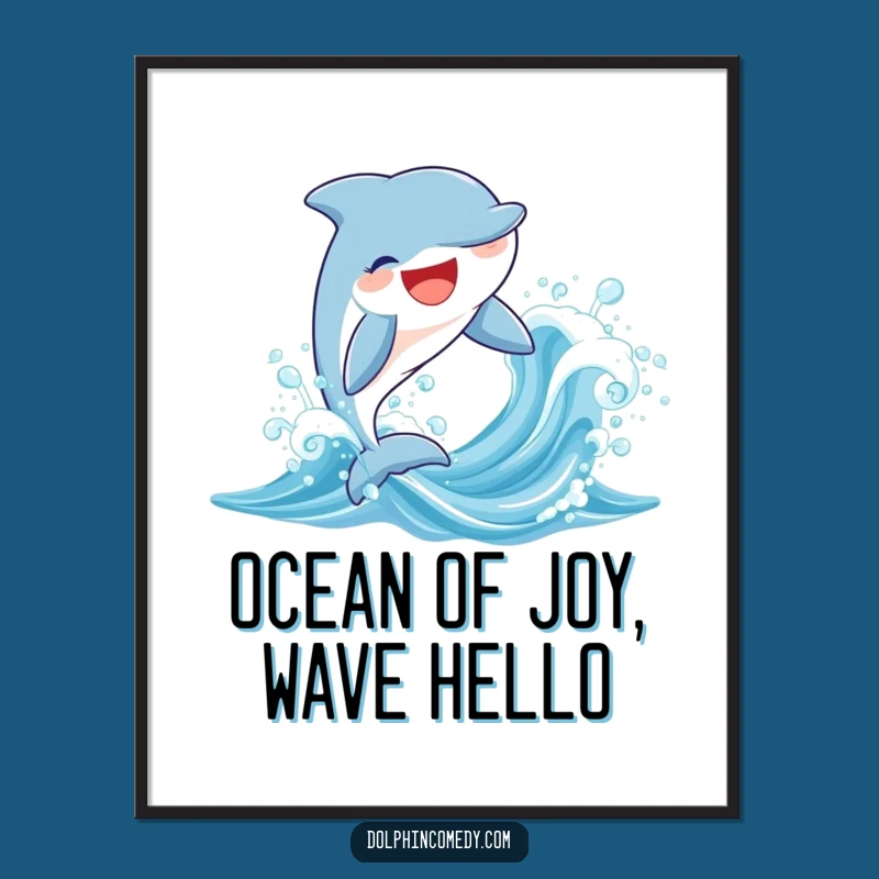 Funny Free Printable Wall Art: Joyful Dolphin Leaping Wave, Downloadable Decor