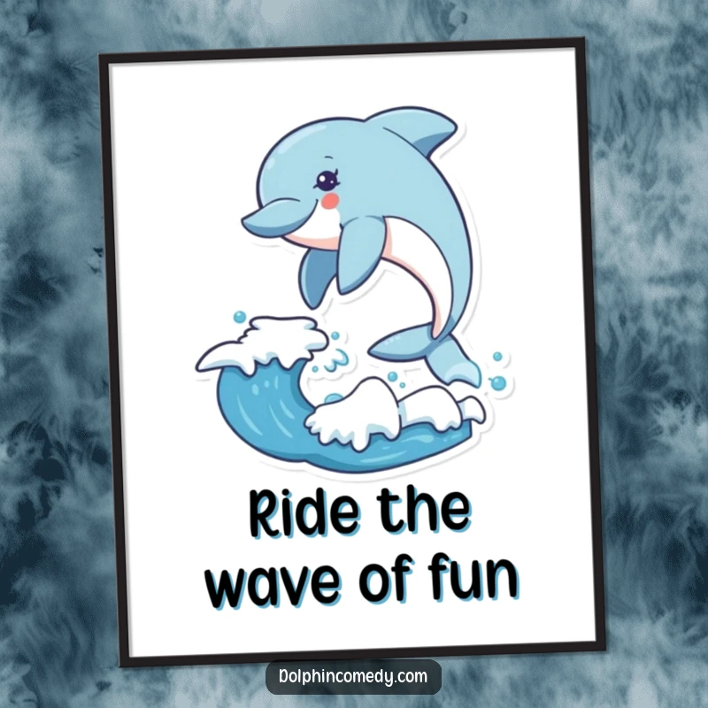 Funny Free Printable Wall Art capturing a dolphin's exhilarating leap over a majestic ocean wave.