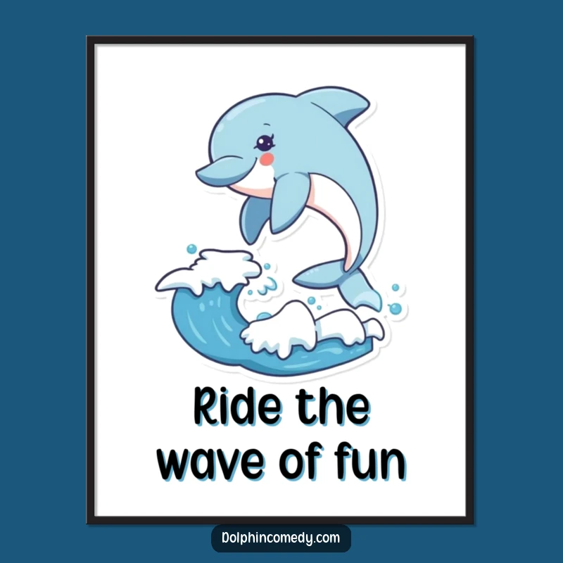 Funny Free Printable Wall Art: Dolphin Wave Jump, Downloadable Decor