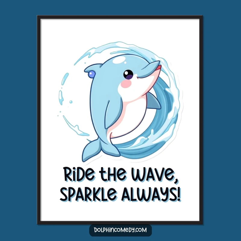 Magical Free Printable Wall Art: Twirling Dolphin Wave Decor Downloadable