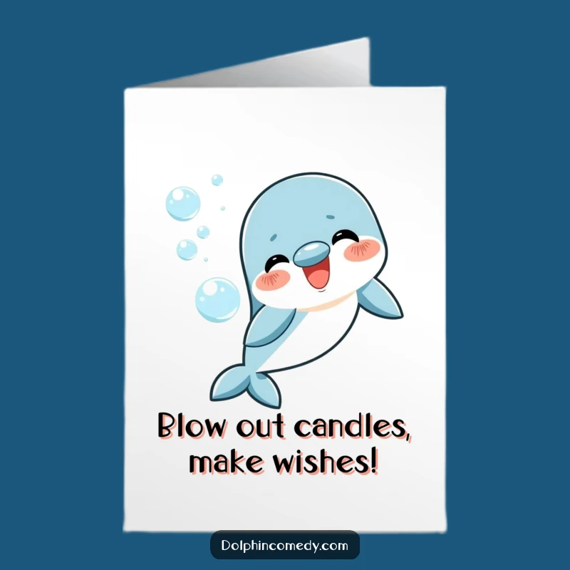 Free Printable Birthday Card: Happy Dolphin Bubbles, Funny Downloadable Gift