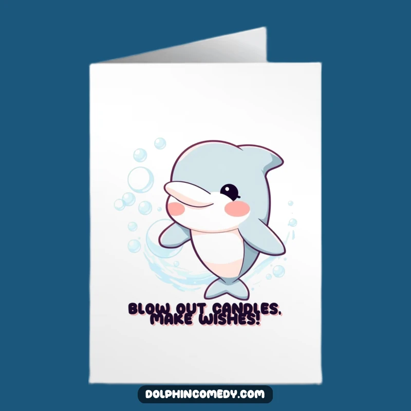 Free Printable Birthday Card: Dolphin Bubble Ring, Funny Joyful Downloadable Gift