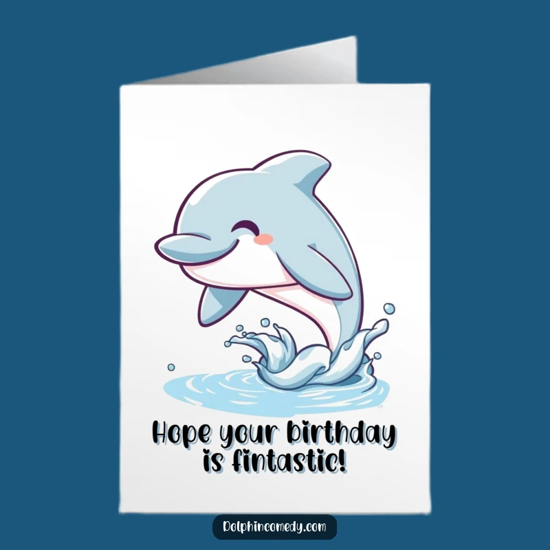 Free Printable Birthday Card: Smiling Dolphin Leaping - Fun Downloadable Ocean Gift