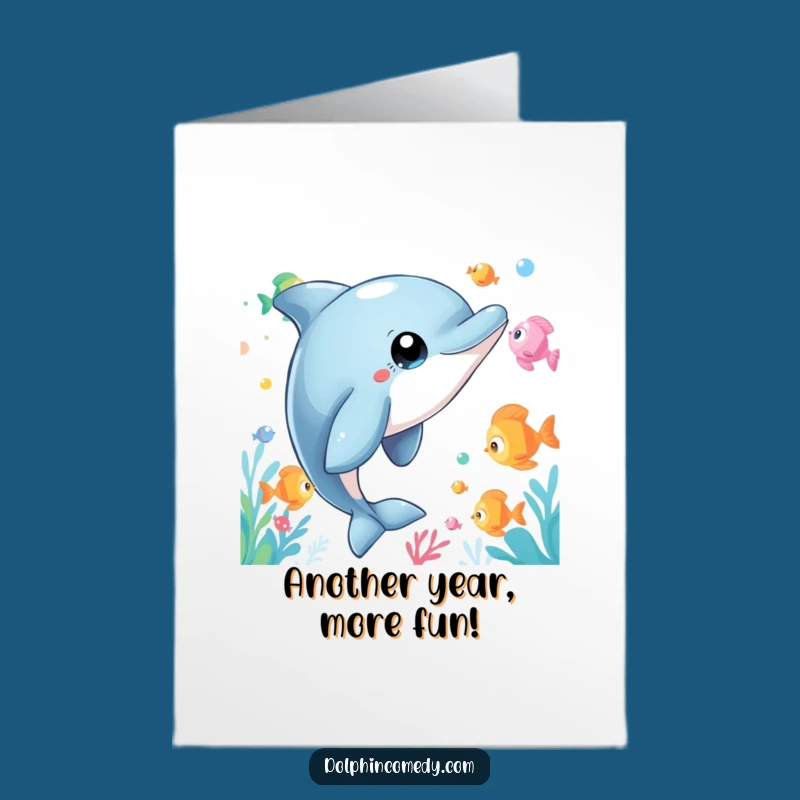 Free Printable Birthday Card: Wide-Eyed Dolphin's Wonder for a Hilarious Download