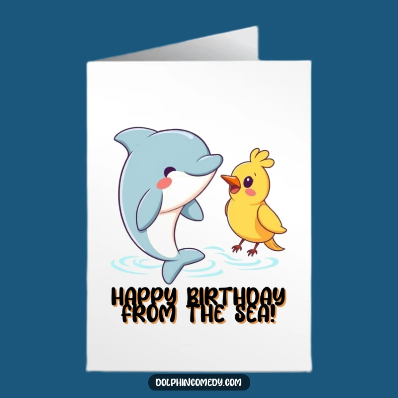 Free Printable Birthday Card: Dolphin Bird Greeting Funny Downloadable Gift