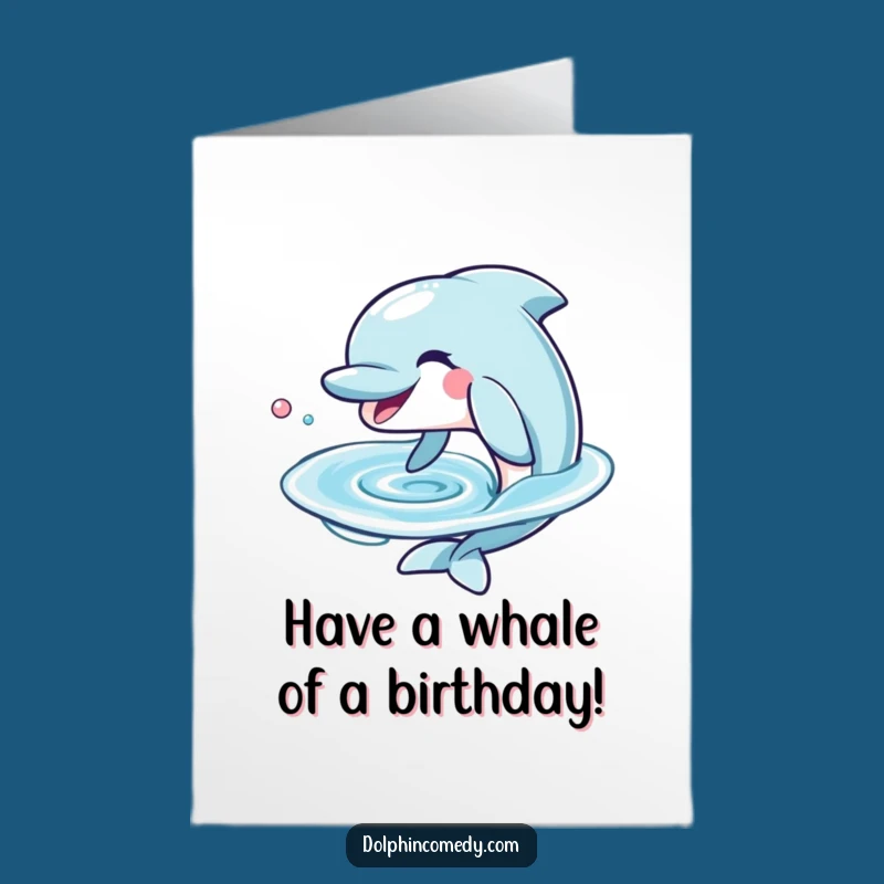Free Printable Birthday Card: Funny Dolphin Blowing Water Ring, Perfect Downloadable Gift