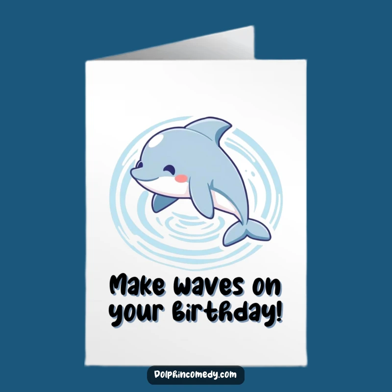 Free Printable Dolphin Birthday Card: Playful Circle Dolphin Ripples Gift