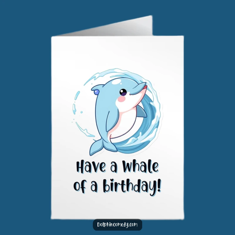 Sparkling Free Printable Birthday Card: Playful Dolphin Wave Twirl Downloadable Gift