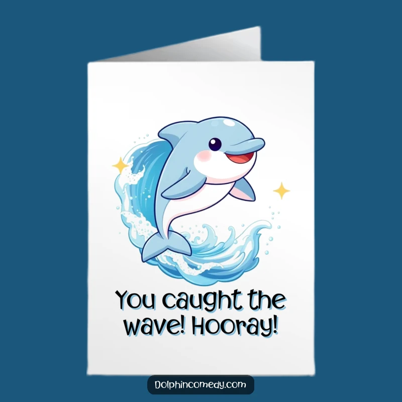 Free Printable Congrats Card: Dolphin's Sparkling Success, Uplifting Downloadable