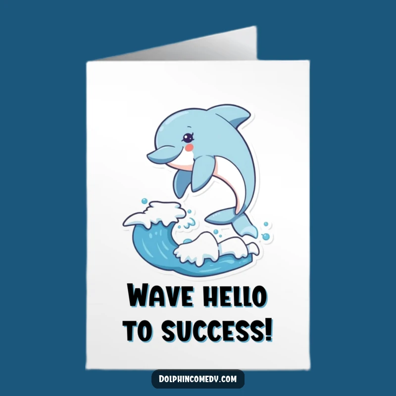Free Printable Congrats Card: Dolphin Wave Leap, Funny Downloadable Celebration