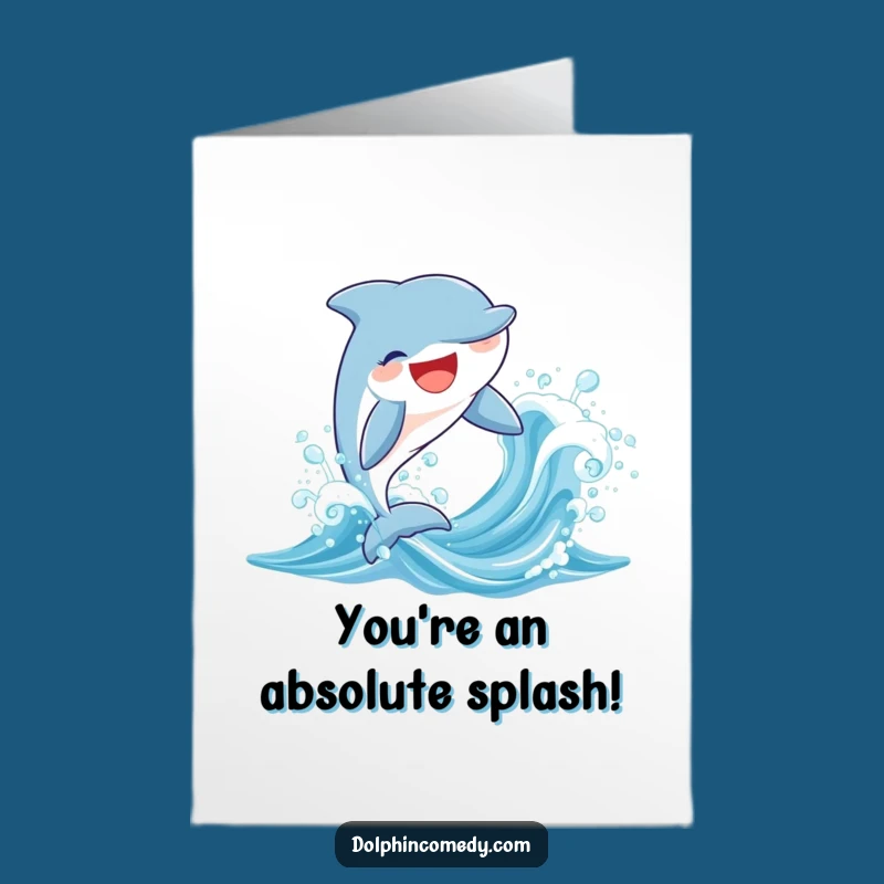 Free Printable Congrats Card: Happy Dolphin Leaping Wave, Funny Downloadable Gift