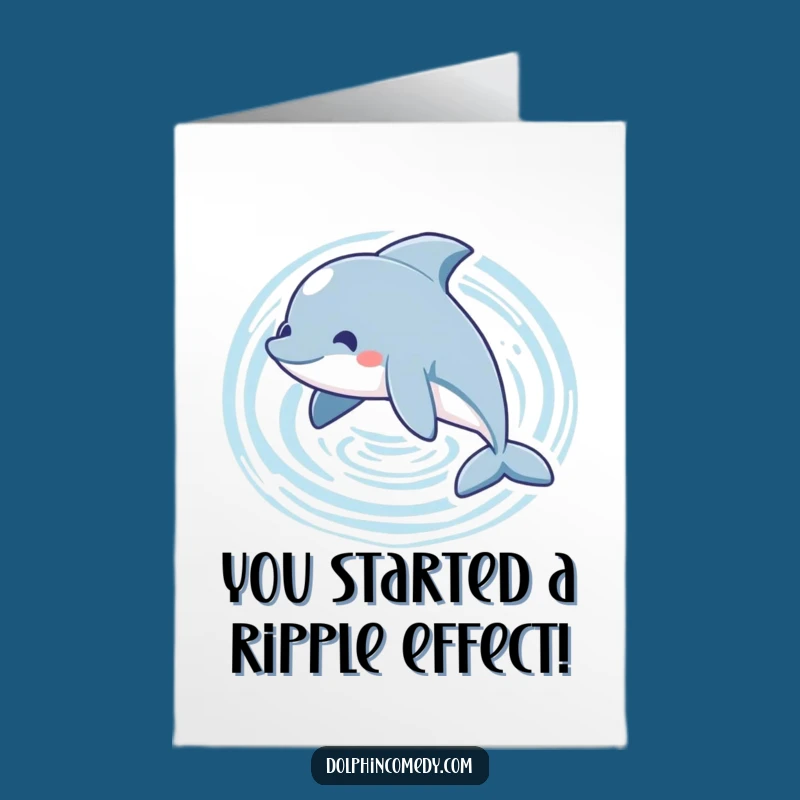 Free Printable Dolphin Congrats Card: Playful Circle Dolphin Ripples Fun