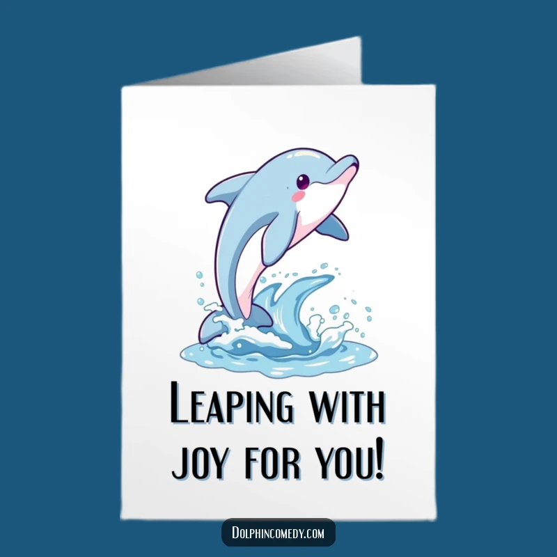 Free Printable Congrats Card: Joyful Dolphin Jump Downloadable for Big Wins