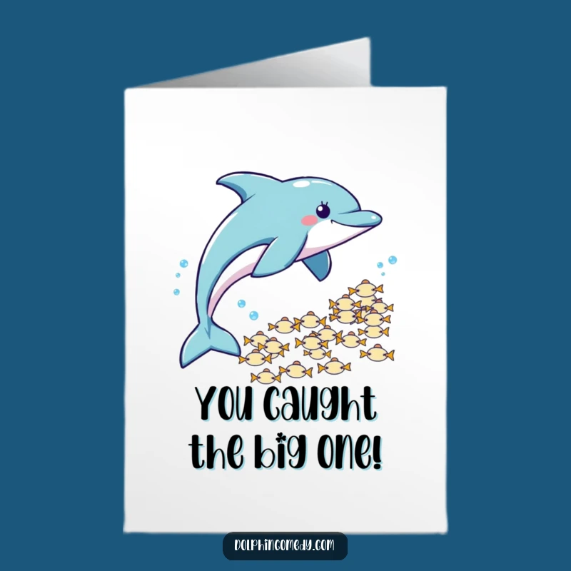 Free Printable Congrats Card: Dolphin Fish Chase Celebration Downloadable