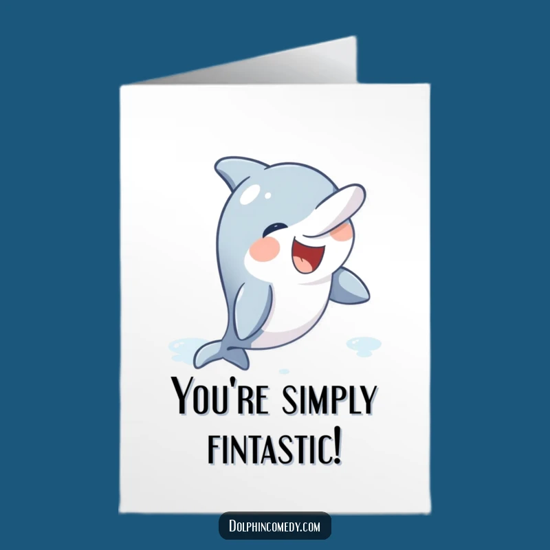 Free Printable Dolphin Congrats Card - Giggling Fin-Five Downloadable Greeting