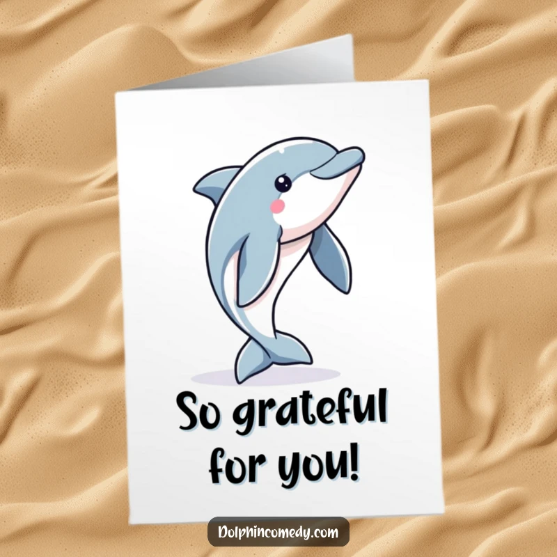 Funny Free Printable Thank You Card: A dynamic dolphin leaping through water, conveying heartfelt thanks with energetic flair.