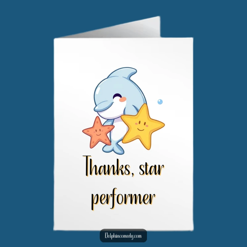 Free Printable Thank You Card: Dolphin's Starfish Thanks, Humorous Ocean Downloadable Gift