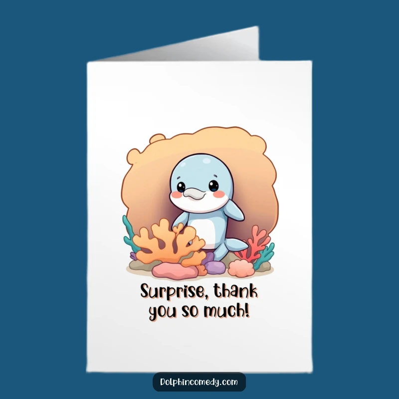 Free Printable Thank You Card: Playful Dolphin Peek Funny Downloadable