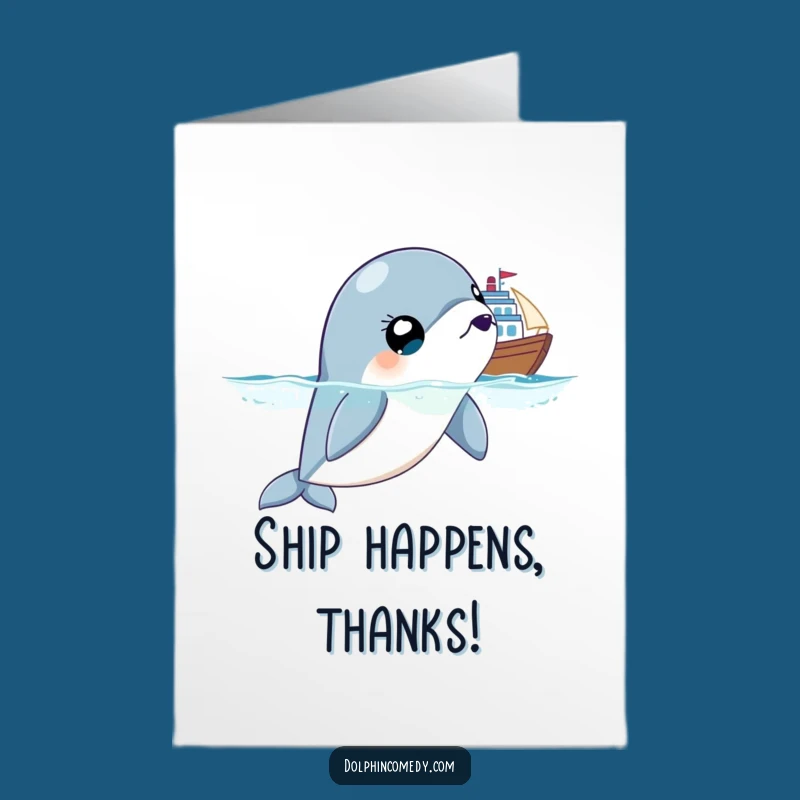 Free Printable Thank You Card: Surprised Dolphin Ship Encounter Funny Downloadable