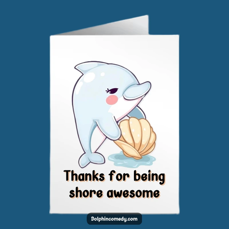 Free Printable Thank You Card: Dolphin Nudging Seashell, Heartfelt Downloadable Gift