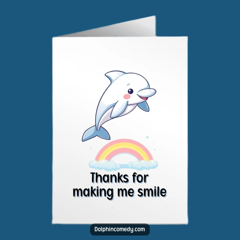Free Printable Thank You Card: Dolphin Rainbow Fun Funny Downloadable Gift