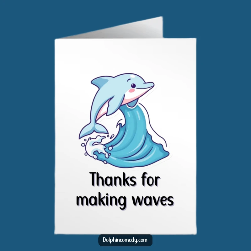 Free Printable Thank You Card: Funny Dolphin Wave Design for a Grateful, Downloadable Gift