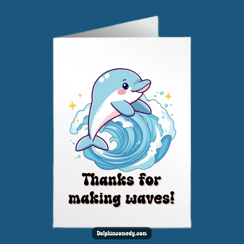 Free Printable Dolphin Thank You Card: Joyful Leaping Dolphin Wave Gift