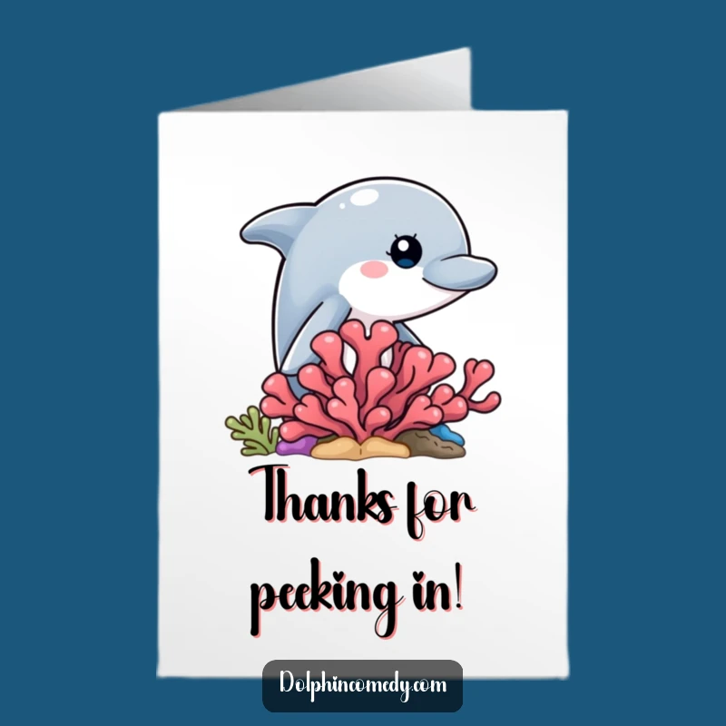 Free Printable Dolphin Thank You Card: Coral Hideaway Downloadable