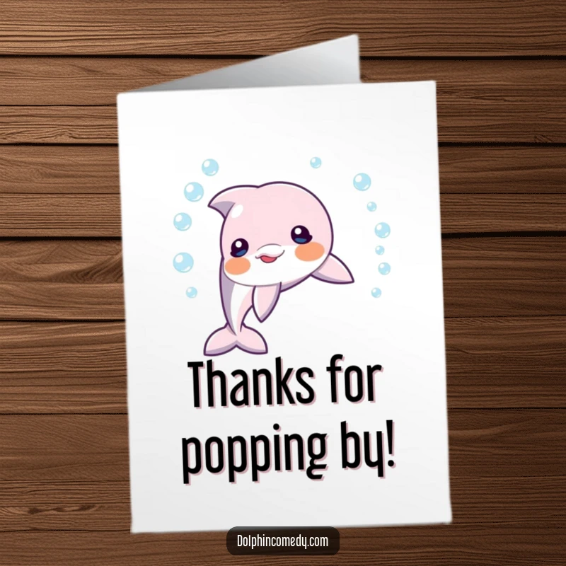 Funny Free Printable Thank You Card: A playful dolphin blows a perfect bubble ring as a thank you.
