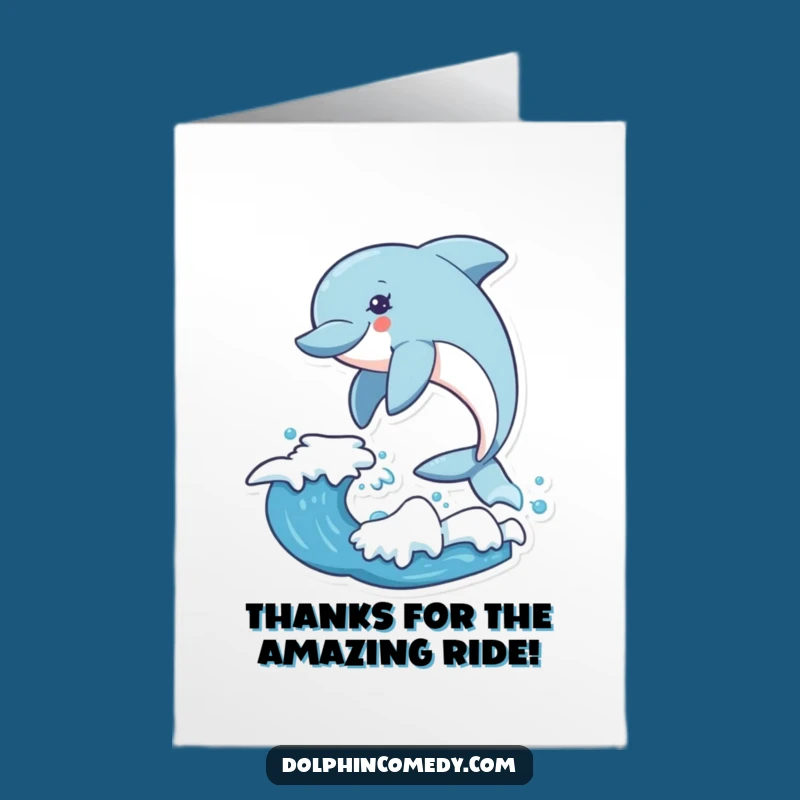 Free Printable Thank You Card: Dolphin Wave Jump, Funny Downloadable Appreciation