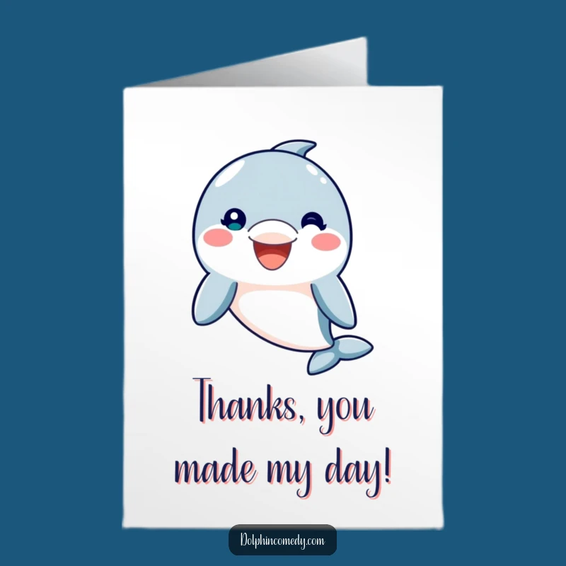 Free Printable Thank You Card: Grateful Dolphin Smile, Funny Downloadable Gift