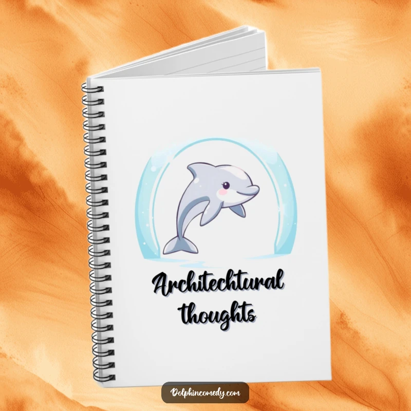 Funny Dolphin Notebook: Determined dolphin passing through an archway, ideal for planning with marine-themed humor.