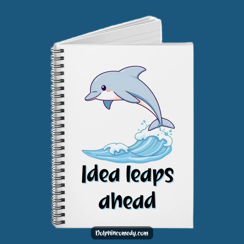 Funny Dolphin Leaping Notebook, Sleek Pages, Wave Journal, Ocean Notes