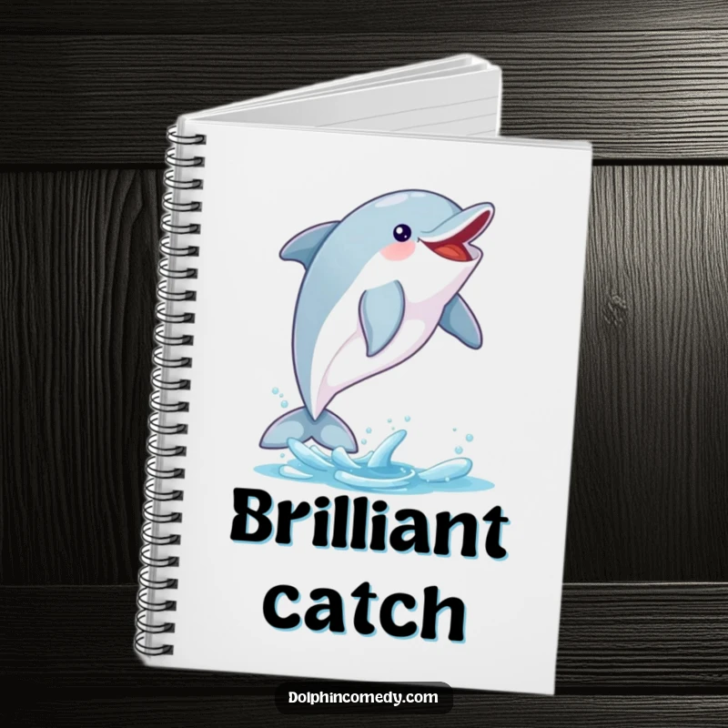 Funny Dolphin Spiral Notebook: An excited dolphin catches a fish, perfect for planning your next big success, a fun and funny gift.