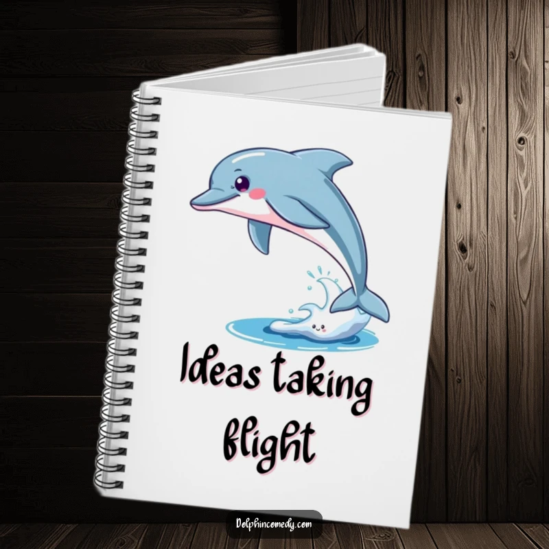 Funny Notebook: A sleek dolphin breaching, symbolizing freedom. Ideal for writing, drawing, and capturing inspired thoughts.