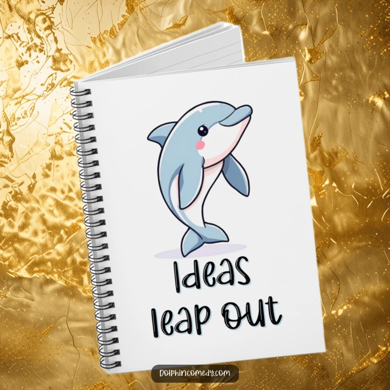 Funny Dolphin Notebook: An alert dolphin mid-jump, symbolizing boundless ideas and energetic note-taking for creative minds.