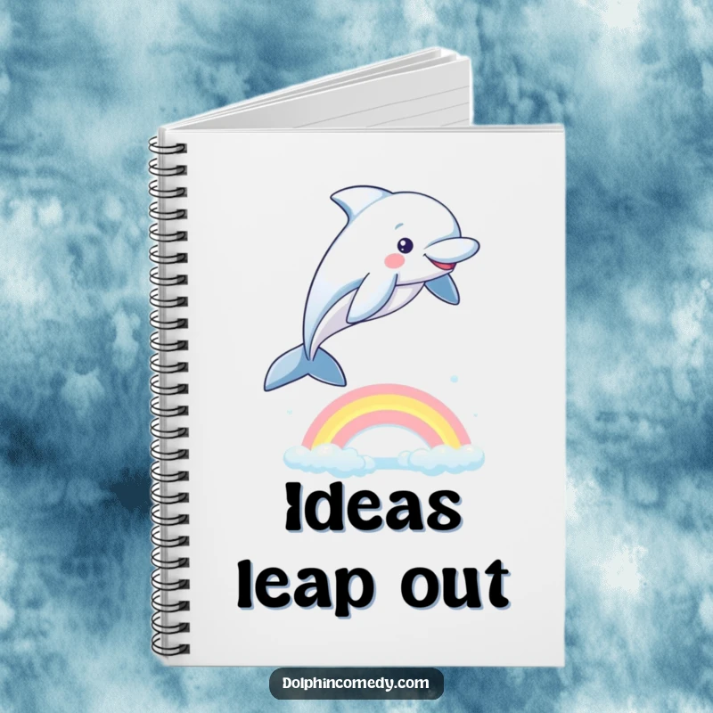 Funny Dolphin Notebook: A playful dolphin jumping over a rainbow, inspiring notes and creative ocean adventures.
