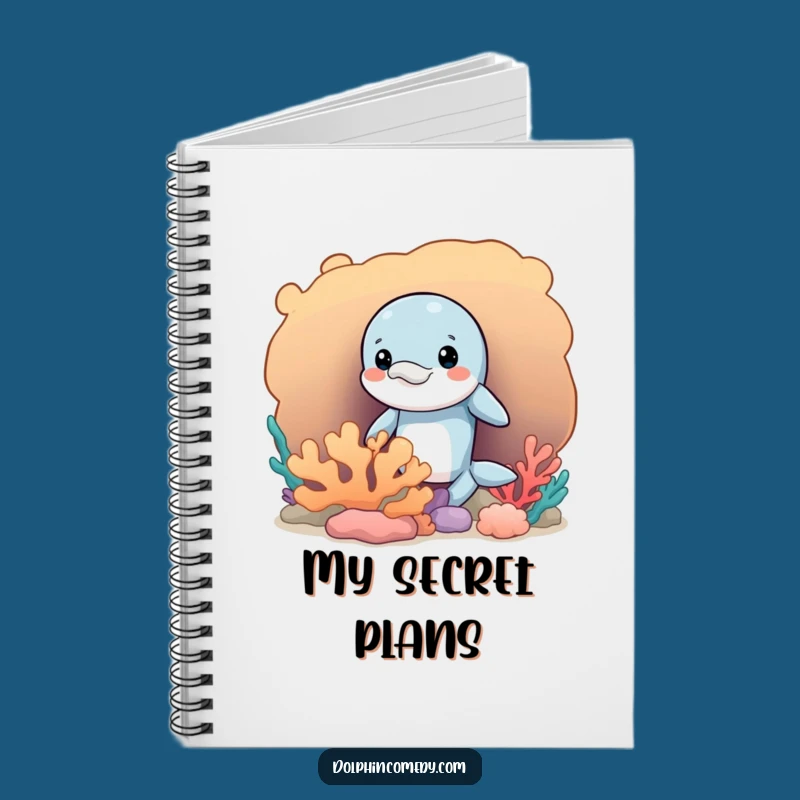 Funny Mischievous Dolphin Notebook, Peeking Pages, Coral Secrets, Journal