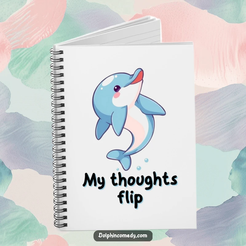 Funny Dolphin Notebook: An eager dolphin in mid-somersault, perfect for capturing creative thoughts and aquatic-inspired journaling.