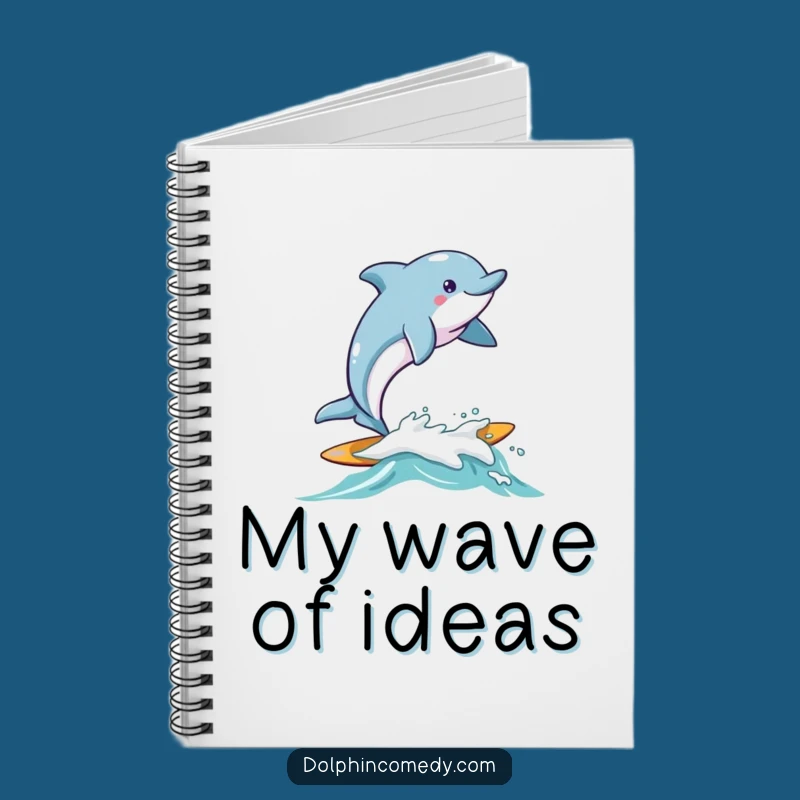 Funny Surfing Dolphin Notebook - Joyful Wave Journal, Perfect Gift