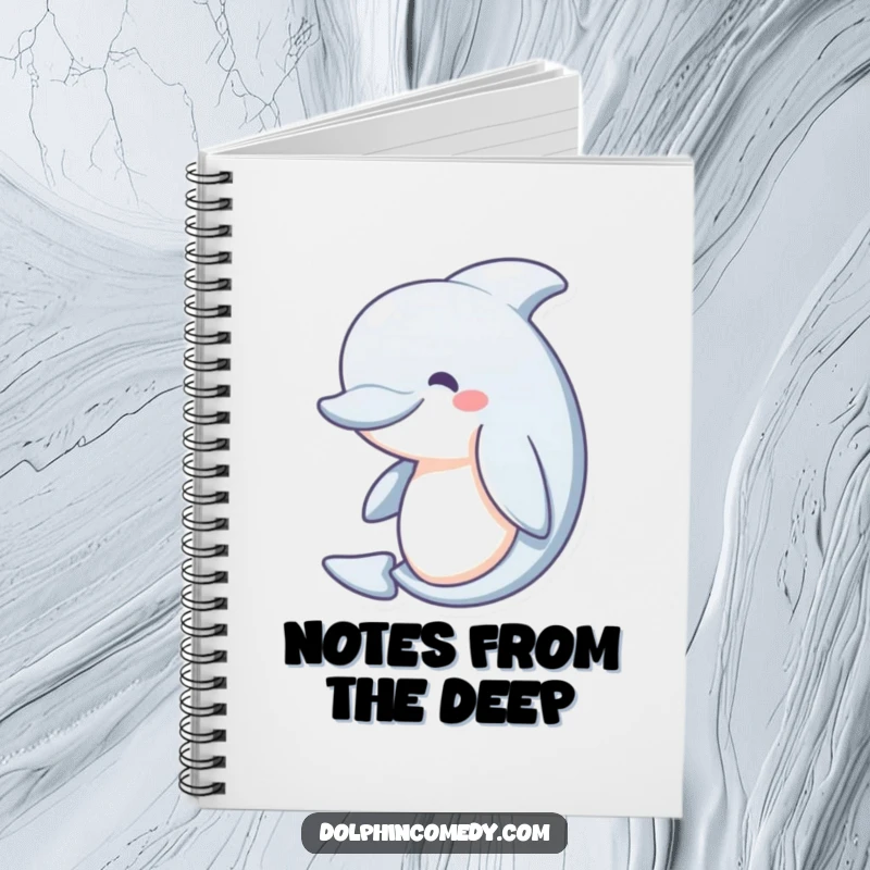 Funny Notebook: A happy dolphin with a gentle curve, looking serene. Ideal for writing, drawing, and capturing peaceful thoughts.