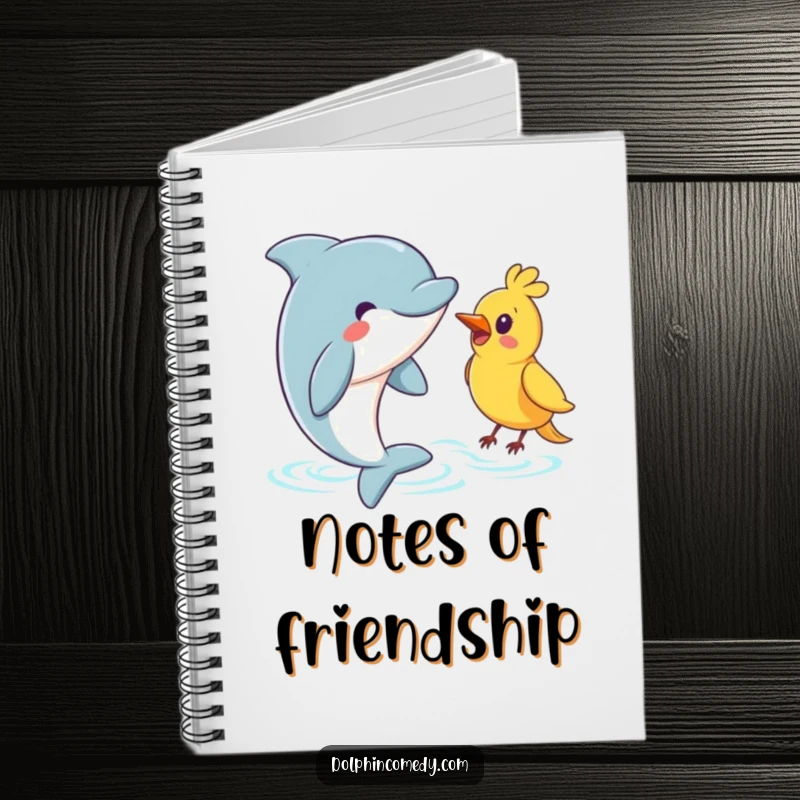 Funny Dolphin Notebook: A dolphin warmly greeting a bird, inspiring kind thoughts and friendly journal entries.