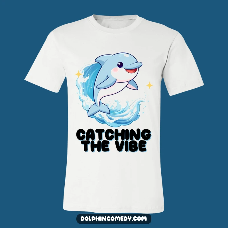 Funny Dolphin Surf Tee: Joyful Character's Wave Jump, Ideal Funny Gift
